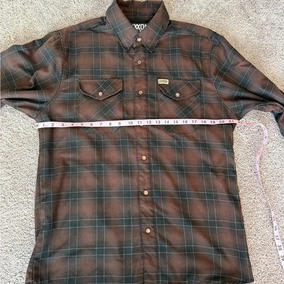 Dixxon Calico flannel shirt, brown and black plaid button-up medium guc - Picture 4 of 12